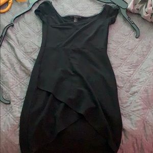 fitted black mini dress